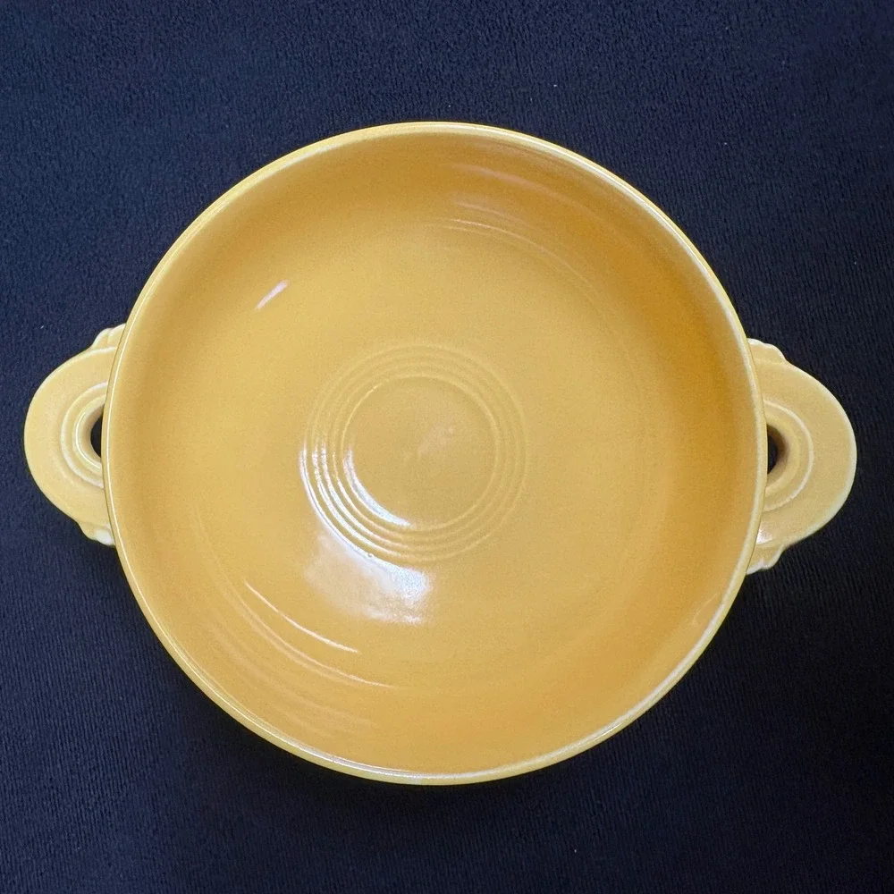 Fiesta Cream Soup Cups / Bowls‎ (2) Yellow w/ Lug Handles 6 5/8